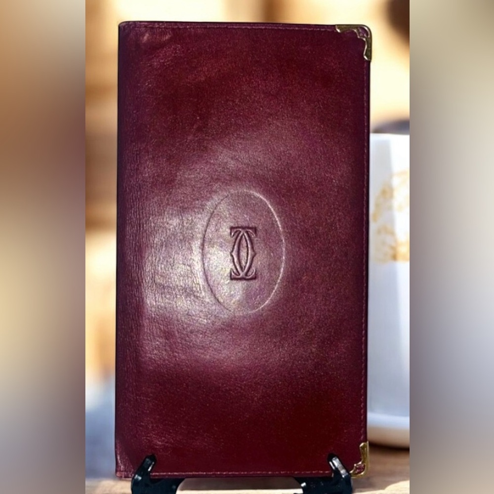 CARTIER "Must C": Burgundy, Leather & "Double C" Logo, Long Wallet
